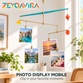 ZEYQAVIRA Hanging Photo Display Mobile, Geometric Metal Picture Clip Holder for Prints, Postcards and Art